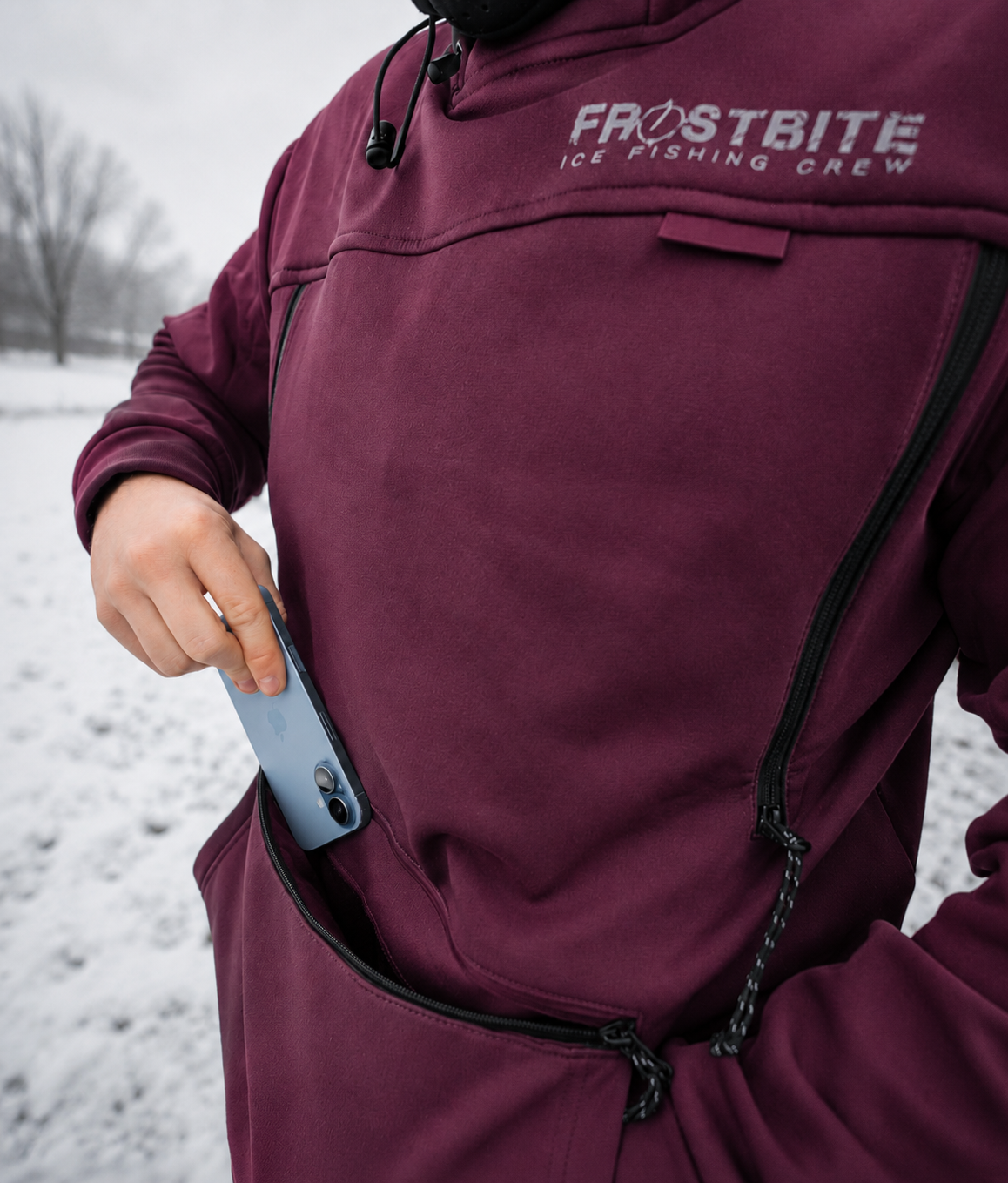 Frostbite Performance Fishing Hoodie Maroon 3
