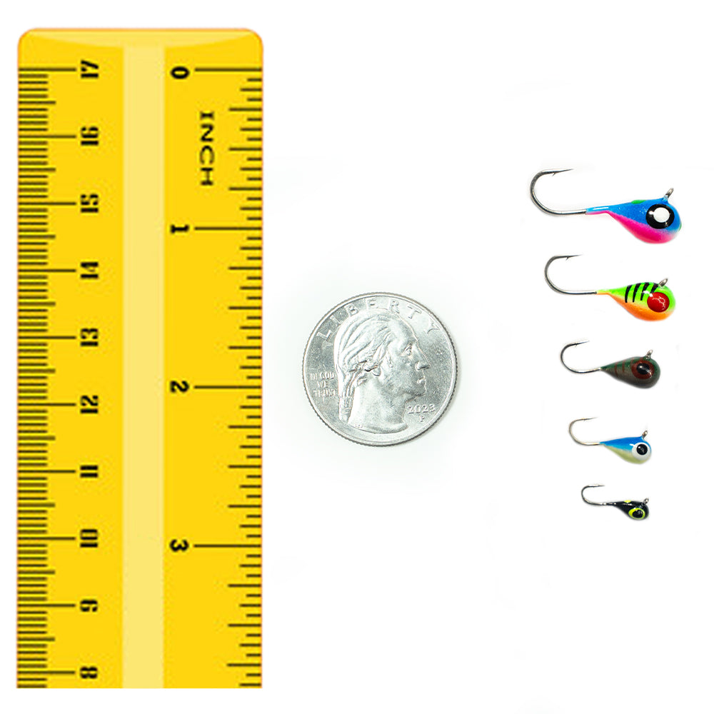 Micro Tungsten Panfish Jig Size Comparison